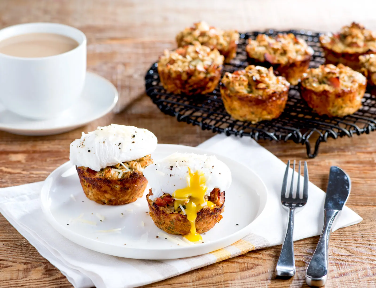 Savoury Oatmeal Breakfast Cups with Poached Eggs