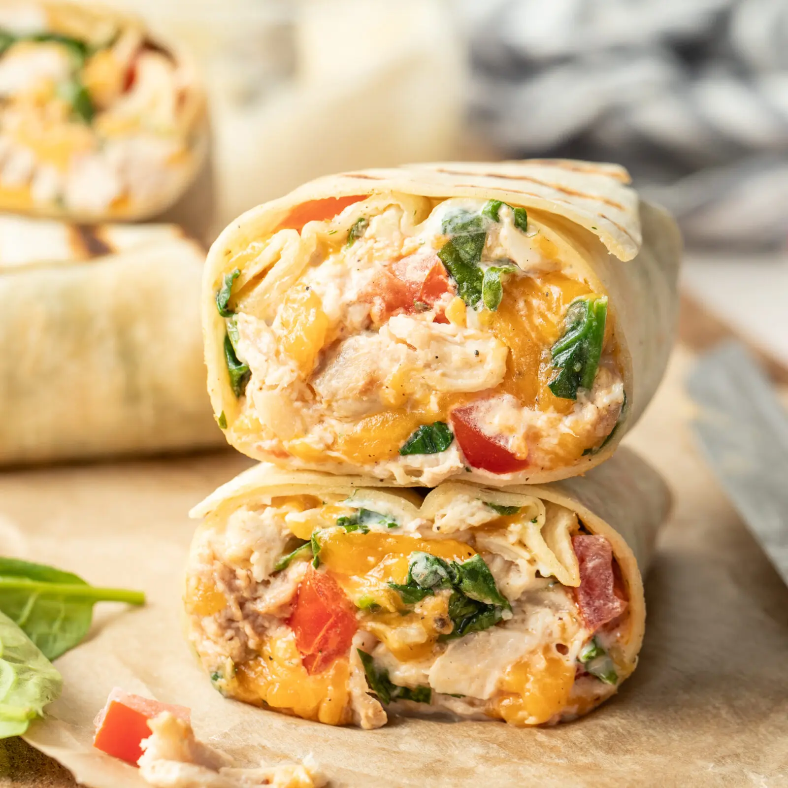 Cheesy Garlic Chicken Wraps