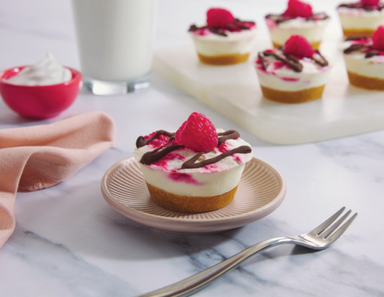 Raspberry no-bake mini cheesecakes