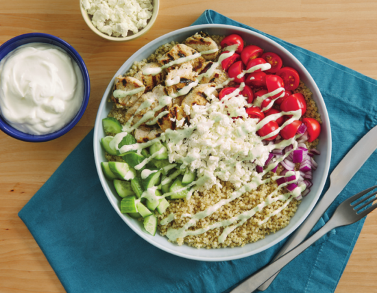 Creamy feta and yogurt chicken bowl