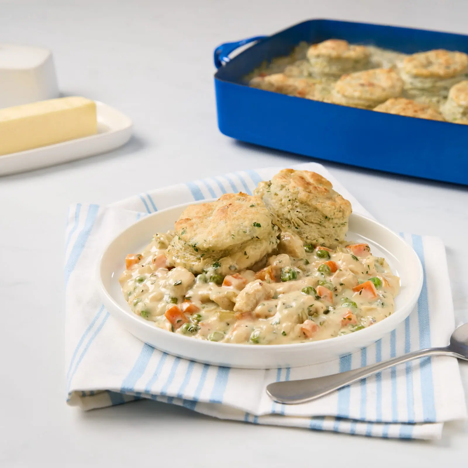 Creamy Chicken Casserole with Buttermilk Biscuits