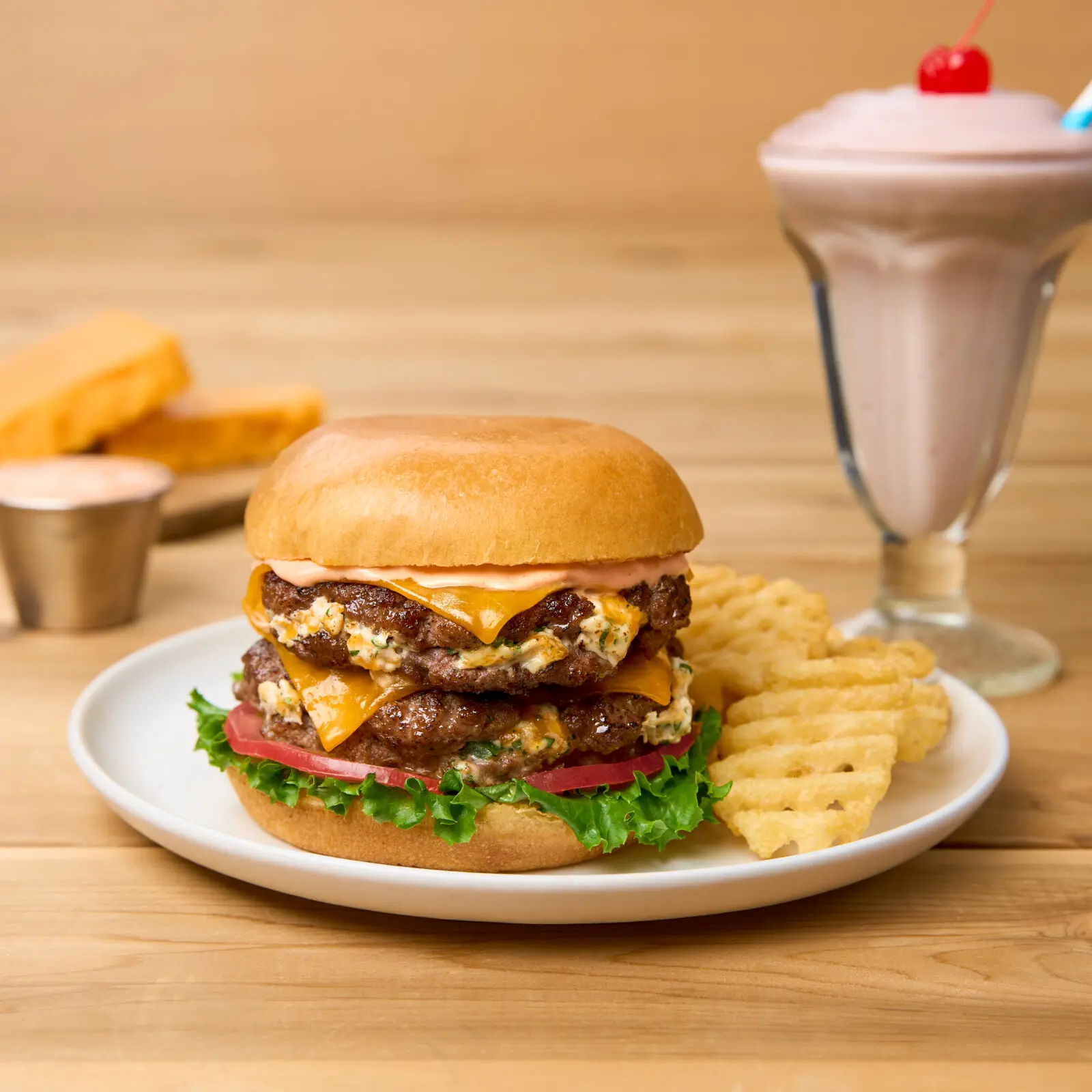 Cream Cheese & Cheddar Stuffed Burger
