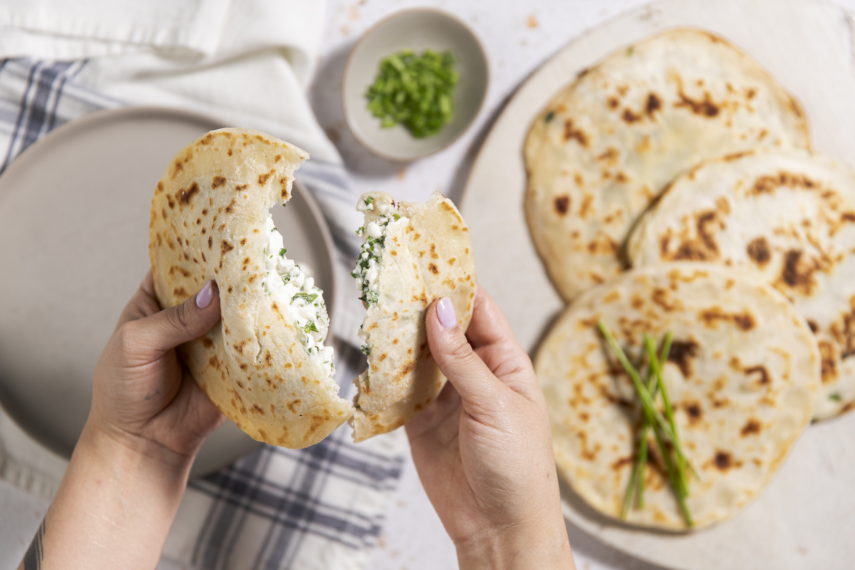 Stuffed flatbread with cottage cheese and herbs - Alberta Milk