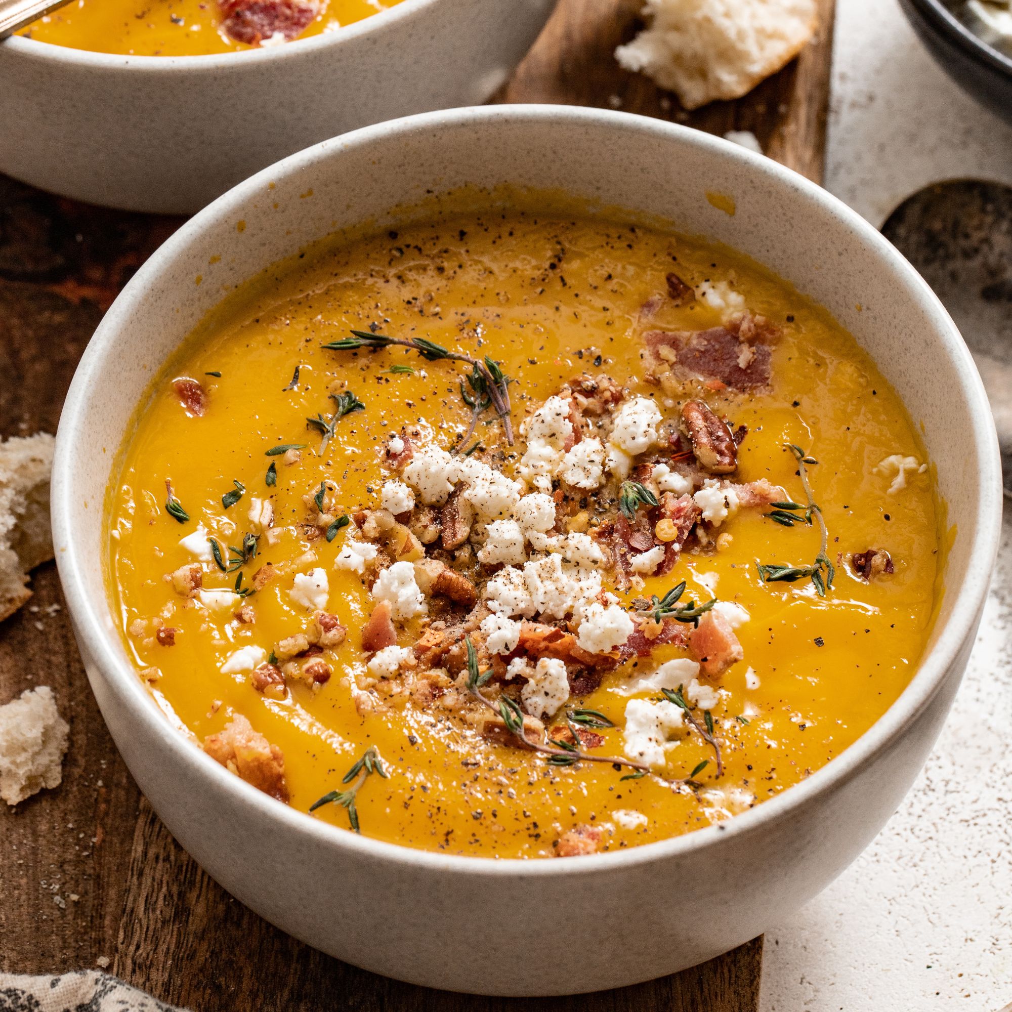 Creamy Butternut Squash and Red Pepper Soup with Feta - Alberta Milk