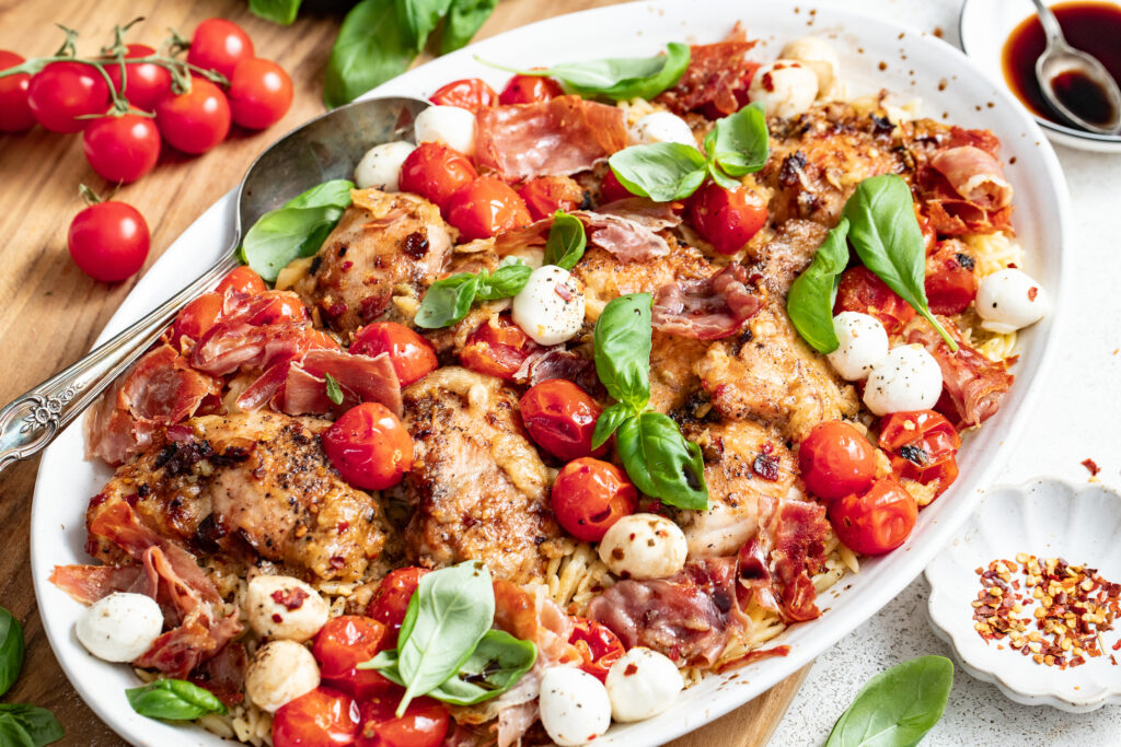 Caprese Chicken with Creamy Orzo - Alberta Milk