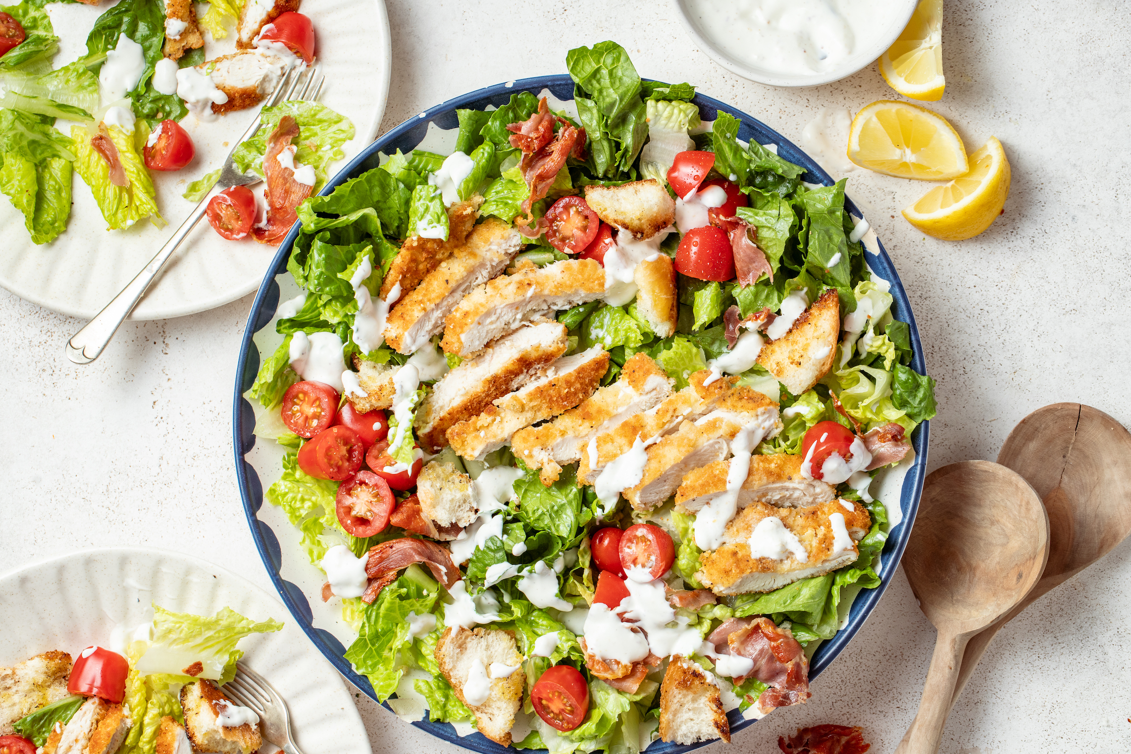 Loaded Parmesan Chicken Caesar Salad with Creamy Lemon Dressing Loaded Parmesan Chicken Caesar Salad with Creamy Lemon Dressing