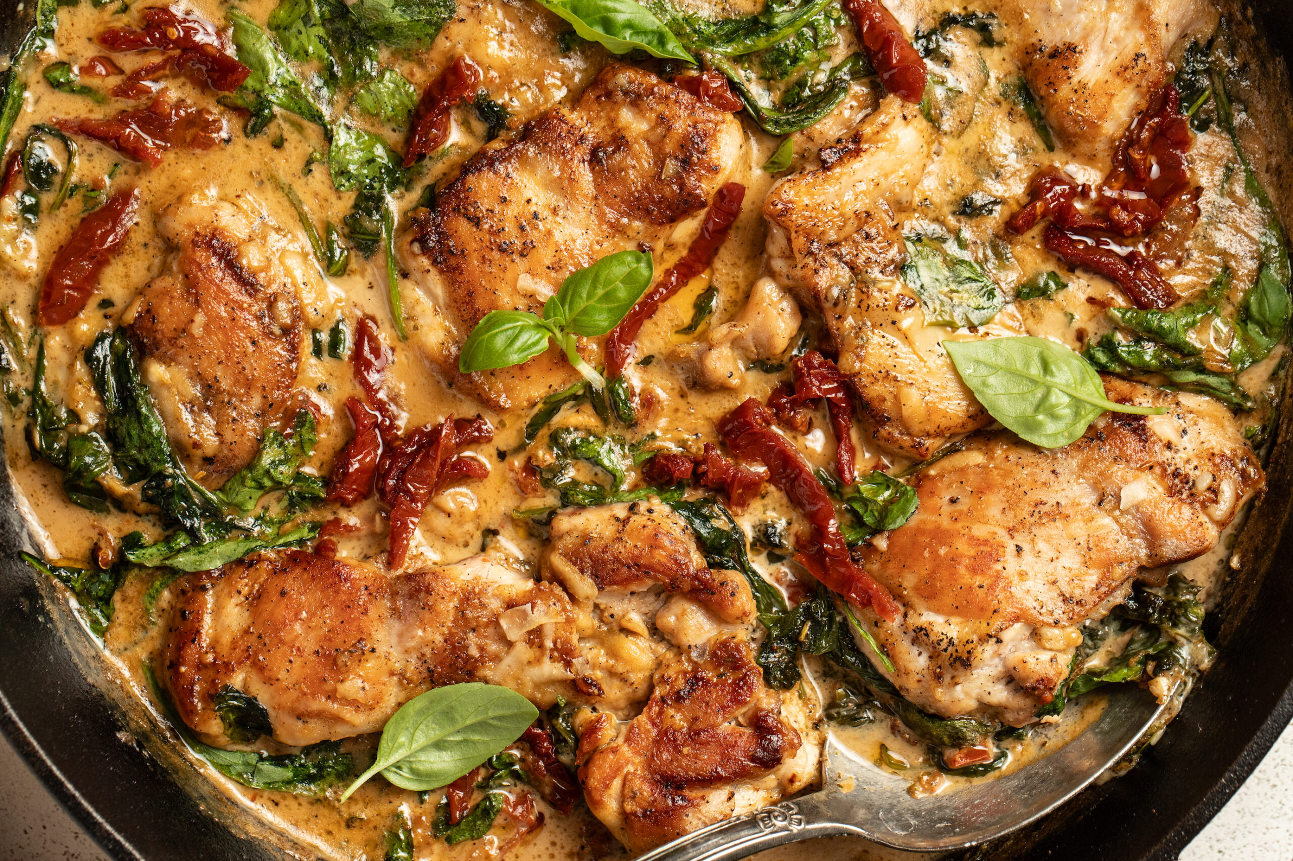 Creamy Tuscan Chicken with Sun-dried Tomatoes and Spinach - Alberta Milk